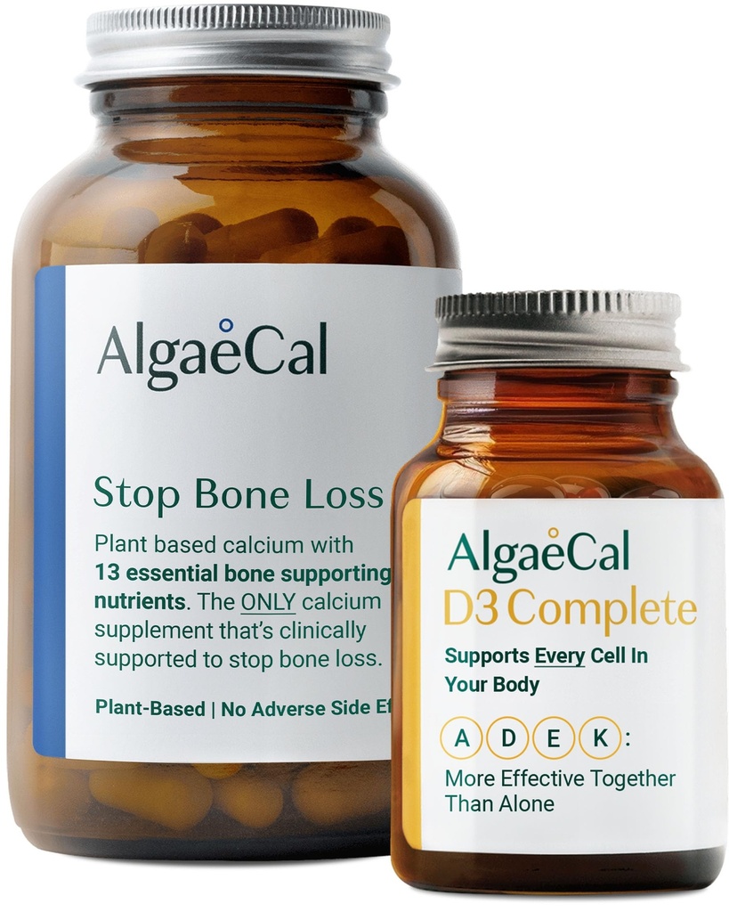 Ensemble ALGAECAL - Vitamine D3 Complète (1000 UI) + K2, VIT E, VIT A Calcium de base à base végétale pour le soutien des os