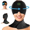 Ensemble d'enroulements de calotte et de calotte de glace de migraine - Bouchon de soulagement des maux de tête apaisants et bandoulière - Produits de compression à chaud et à froid pour la tête et le col - Stress, Hangover & Puffy Eyes