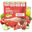 Nello Superfocus – Nootropic Focus Drink Mix for Productivity, L-Theanine, Rhodiola Rosea, Alpha-GPC, Lion’s Mane, Tyrosine, Sugar-Free Packets (20 Servings (Caffeine), Apple Rush)