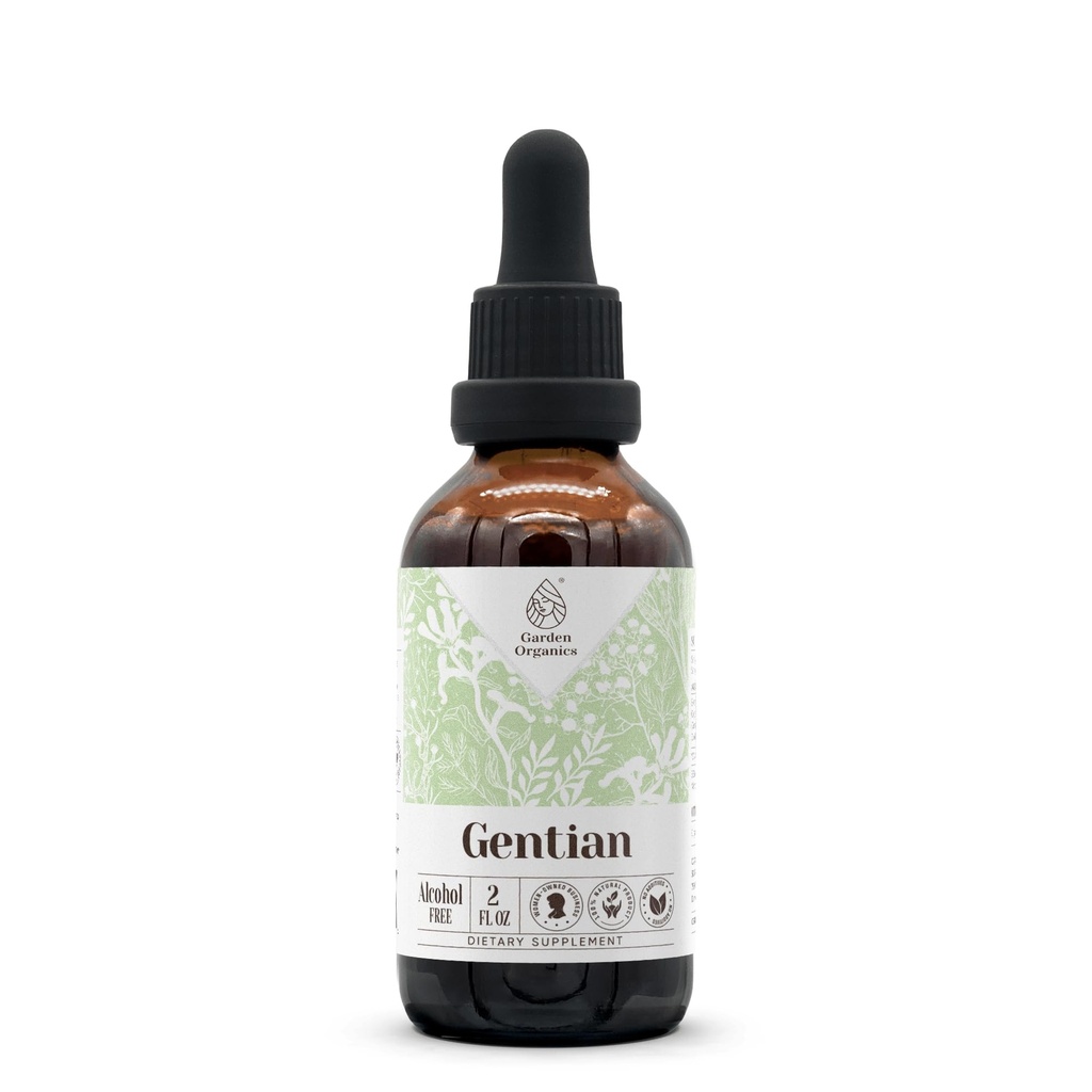 Gentian Alcohol-Free Natural Tincture Extract, Immune System Booster, Liquid Drops Made from 100% Gentian (Gentiana Lutea) Dried Root (2 fl oz)
