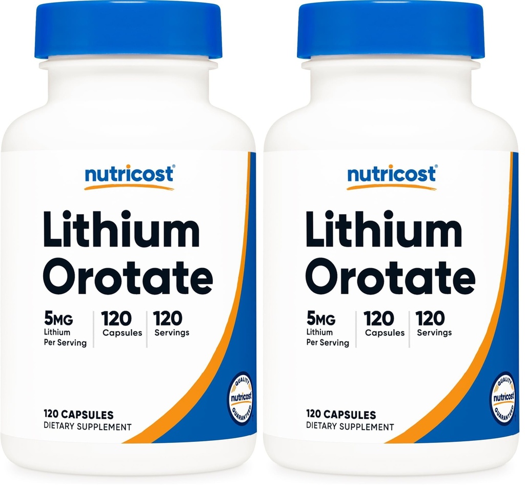 Nutricost Lithium Orotate 5mg, 120 Capsules - Veggie Caps, Non-GMO, Gluten Free (Pack of 2)