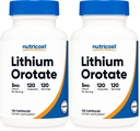 Nutricost Lithium Orotate 5mg, 120 Capsules - Veggie Caps, Non-GMO, Gluten Free (Pack of 2)