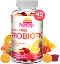 Probiotique Gommies sans sucre - 3 milliards CFU Réduisez le gaz, Bloating - Probiotiques pour les femmes, les enfants et les hommes Probiotique- Bacillus Coagulans- Naturel, végétalien, végétarien, casher, Halal –90 Probiotiques Gummy