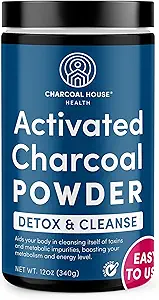 Détox de la maison de charbon et nettoyage USP de qualité médicale Coconut Shell activé en poudre de charbon - avec haute adsorbive et capacité d'action rapide - en poudre, comestible et nutritionnel - 24 oz