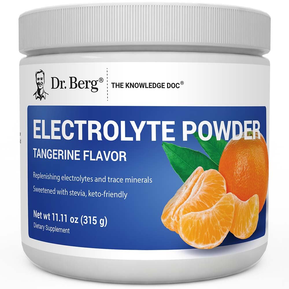 Dr Berg Zero Sucre Hydratation Poudre d'électrolyte Keto - Enrichie avec 1000 mg de potassium et de sel de l'Himalaya rose réel (sel de table de NOT) - Supplément de mélange d'hydratation au goût de Tangerine - 50 portions