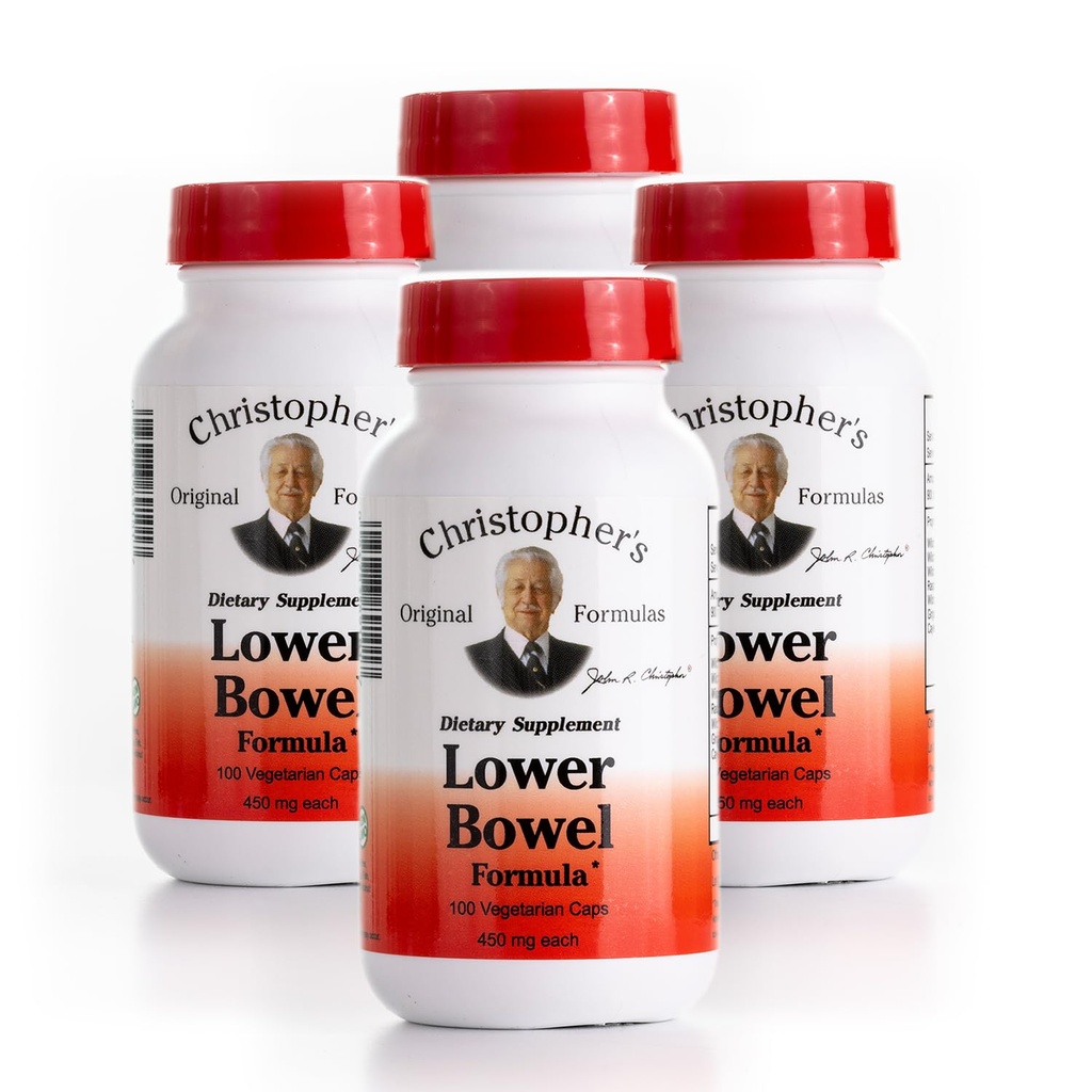 Christopher's Original Formulas Lower Bowel Cleanse Formula Capsules - Herbal Laxative Colon Cleanse and Gut Cleanse 100 ct. - Pack of 4