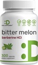 Bitter Melon with Berberine Supplement 15,000mg Per Serving, 300 Capsules | 15:1 Wild Bitter Melon Fruit Extract & Berberine HCL | Third Party Tested | Plant Based, Non-GMO
