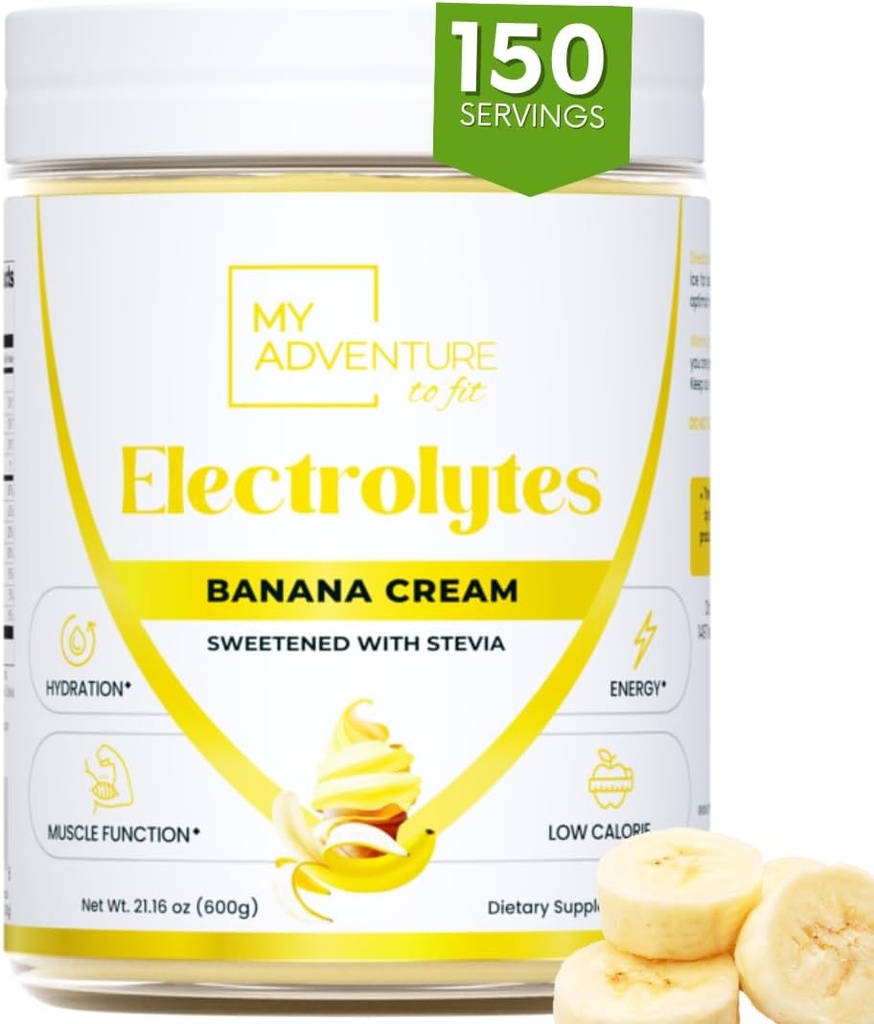 Zero Sugar - Banana Cream Electrolytes Powder - Refreshing Hydration - Caffeine Free Energy with All Natural Ingredients - Vegan Keto & Paleo - Sugar Free Electrolytes Powder Drink Mix - 150 Servings