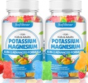 softbear Potassium sans sucre Magnésium Gommies pour adultes Enfants, supplément de potassium haute absorption Gommies soutient les crampes des jambes et la santé musculaire et immunitaire, délicieux fruits mélangés saveurs 120 Comte