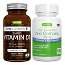 Daily Vitamine D3 + complexe de zinc, 365 2000iu Comprimés Vitamine D3 + 25 mg Picolinate de zinc et bisglycinate chélaté avec du cuivre, par Igennus
