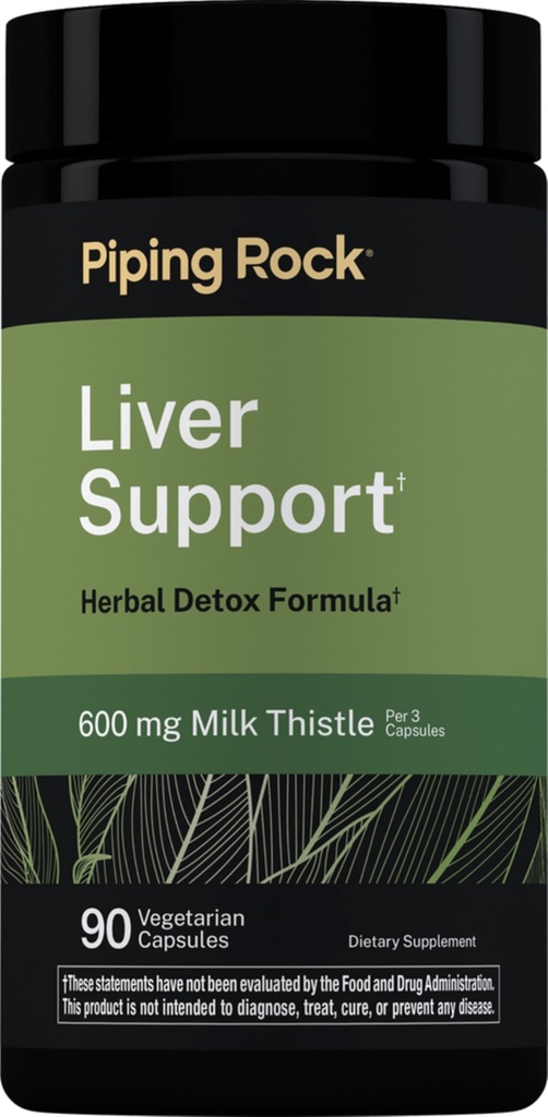 Piping Rock Liver Support | 90 Vegetarian Capsules | Herbal Detox Formula | with 600mg Milk Thistle | Non-GMO, Gluten Free Supplement