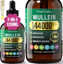 Gouttes de Mullein pour les poumons,144000mg Extrait de Mullein Feuille pour les poumons Nettoyage et fonction respiratoire Immune respiratoire saine, système digestif, supplément naturel à base de plantes Sucre et sans alcool, 120 jours d'approvisionnement