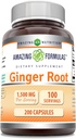Formules étonnantes Ginger Root 4:1 Supplément de 1500 Mg par service de 200 capsules Supplément de 200 capsules non-OGM
