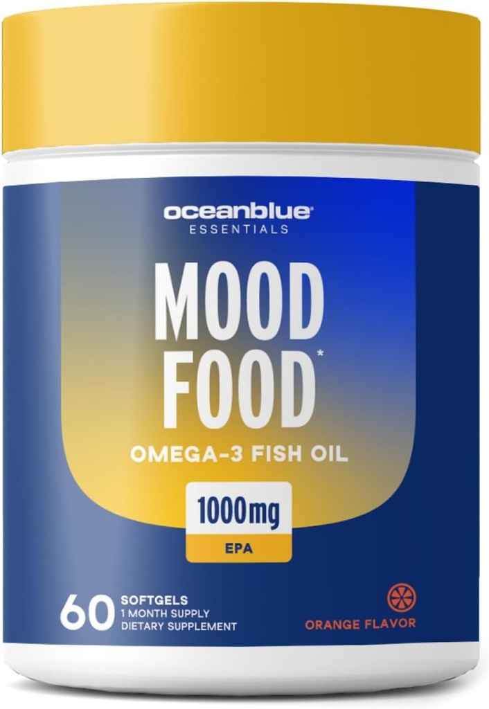 Oceanblue Essentials Mood Food Omega 3--Huile de poisson Triple Strength 1000mg EPA pour le soutien de l'humeur