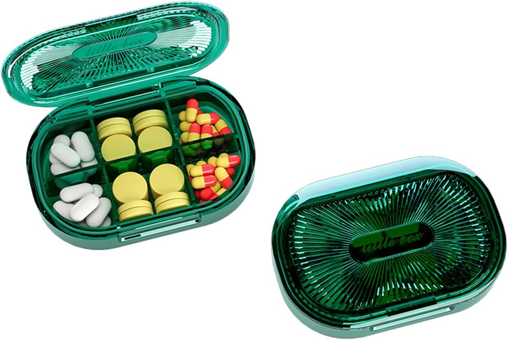 Petite boîte à pilules, étui à pilules de preuve d'humidité, organisateur de pilules de voyage pour la purée de poche, médicament portable quotidien vitamine, huile de poisson, supplément (vert)