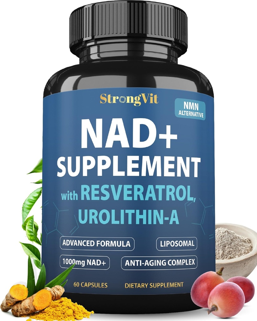 StrongVit NAD Resveratrol for Women & Men, Cellular Health, Energy, 60 Caps