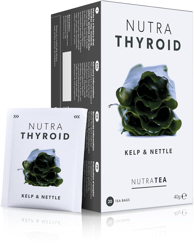 NUTRATHYROID - Thé pour la santé thyroïde - Métabolisme Thé - Fournir un soutien pour la thyroïde - Comprend Kelp, Bladderwrack et Ashwagandha - 60 Sacs à thé enveloppés - par Nutra Tea - Thé à base de plantes - (3 Pack)