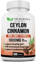 1800mg Capsules de cannelle biologique Ceylan : 180 $ Compte pour 180 $ Soutienne les articulations, les réponses inflammatoires saines, l'antioxydant et la santé cardiovasculaire.