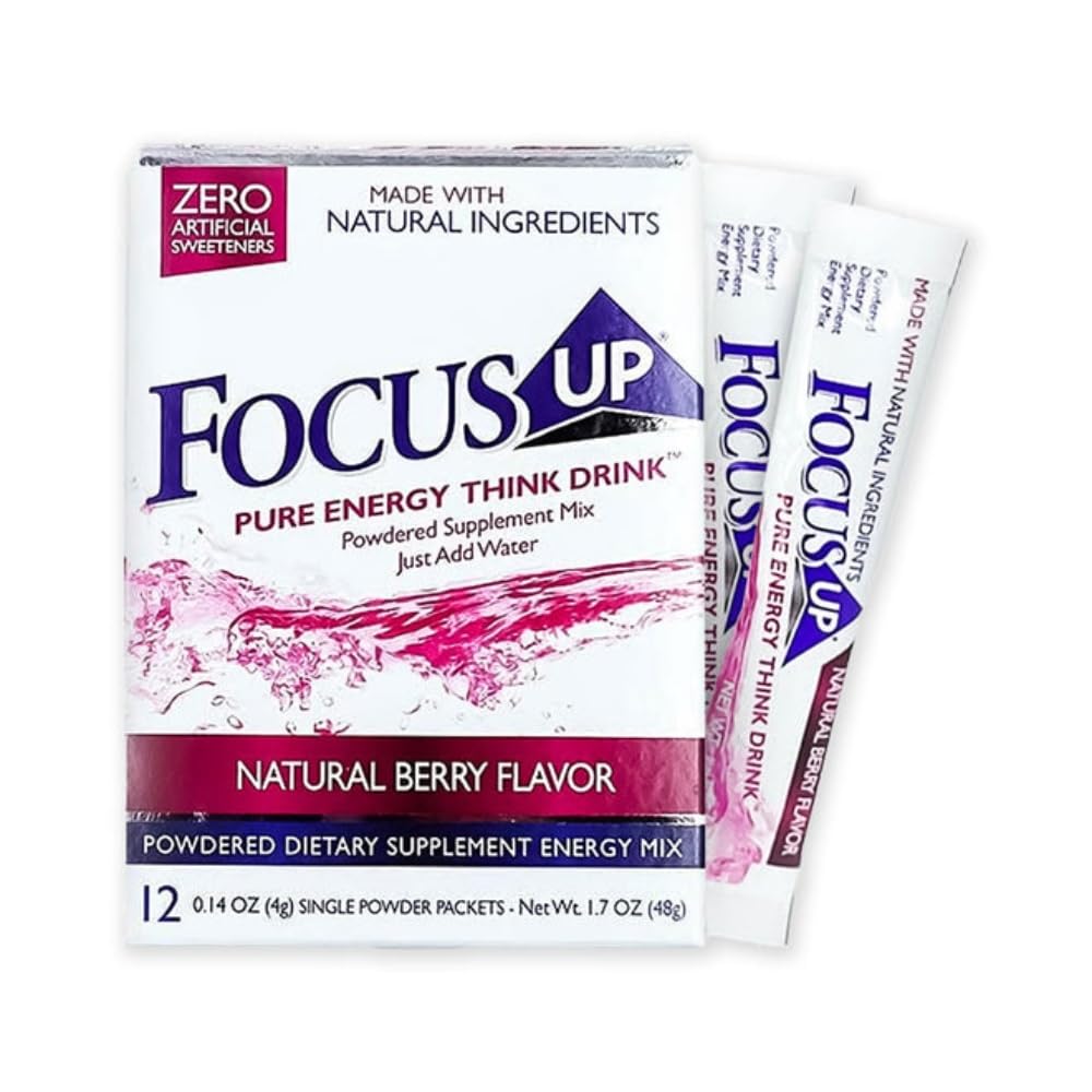 FocusUP Think Drink – Natural Energy & Focus Supplement Powder with Acetyl L-Carnitine, Rhodiola, DMAE & Huperzine-A | Brain Support, Mental Clarity & Smooth Energy | 12 Sugar-Free Stick Packs