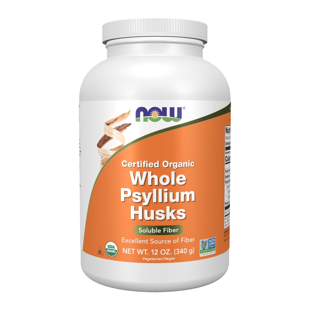 MAINTENANT compléments alimentaires, enveloppes entières de Psyllium, biologique certifiée, projet non-OGM vérifié, fibre soluble, 12-Ounce
