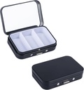 2Pack Pill Box 3 Compartiment Pill Case,Portable Metal Pill Box with Mirror for Medicine, Vitamines, Huile de poisson et suppléments,Portable Pill Box for Pocket or Purse(Black)