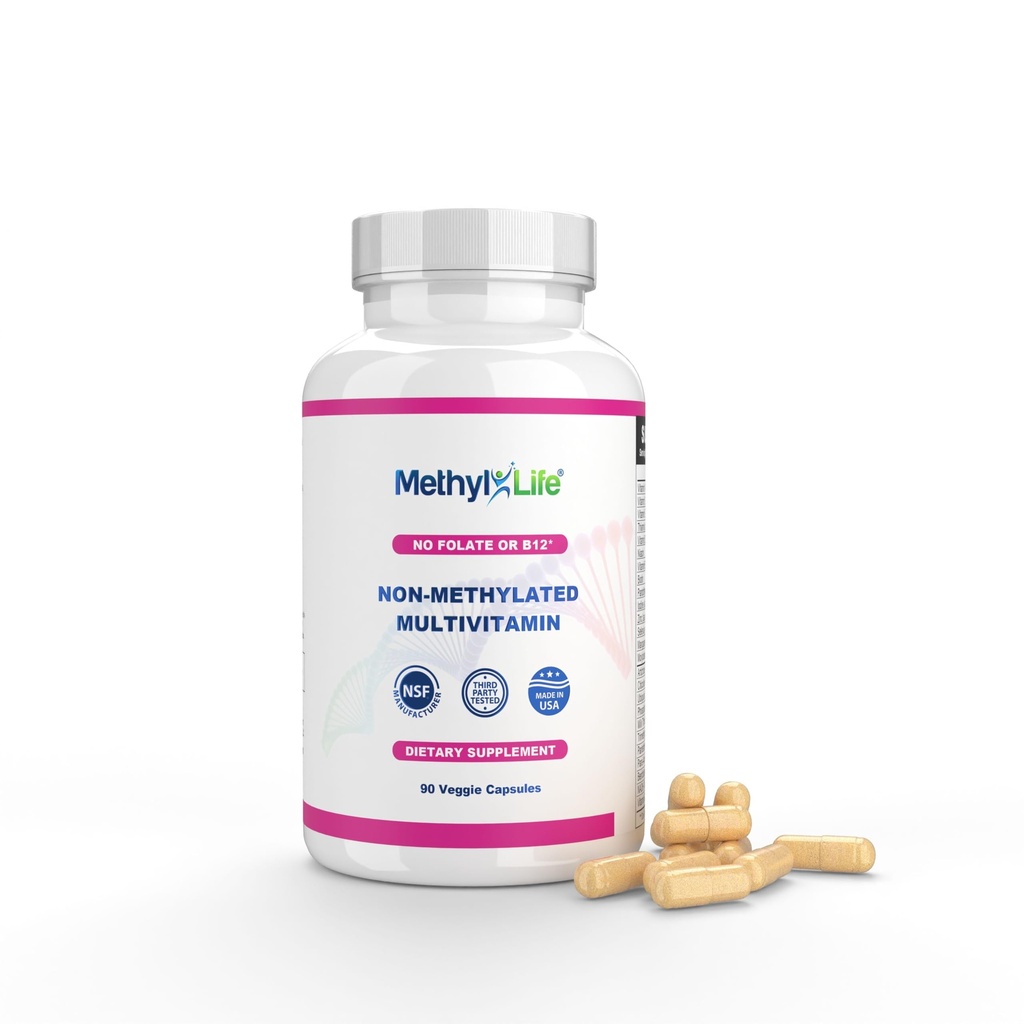 Methyl-Life® Non-Methylated Multivitamin | Essential Vitamins for Daily Energy, Brain & Nervous System Support | Clean Label Vegan Capsules | 90 Count
