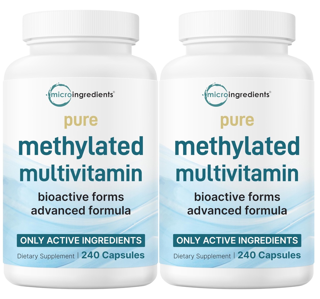 Micro Ingredients 2 Pack Pure Methylated Multivitamin, 480 Capsules | 19-in-1 Formula with Vitamins C, D, B12, Folate, Magnesium, Zinc, & More | Supports Daily Wellness & Immune Health | Filler Free