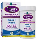 Planète vitale - Soins intensifs Cerveau et probiotiques d'humeur, Prébiotiques organiques, Postbiotiques, Parabiotiques, Complete 4-en-1 Supplément santé pour les adultes, 65 milliards UFC, 67 souches, digestif et immunitaire 30 ct