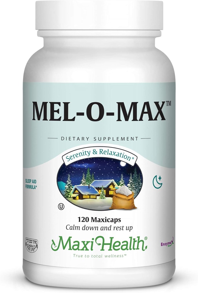 Maxi Health Mel-O-Max - Melatonine - avec racine valériane - Aide au sommeil - 120 capsules - Kosher