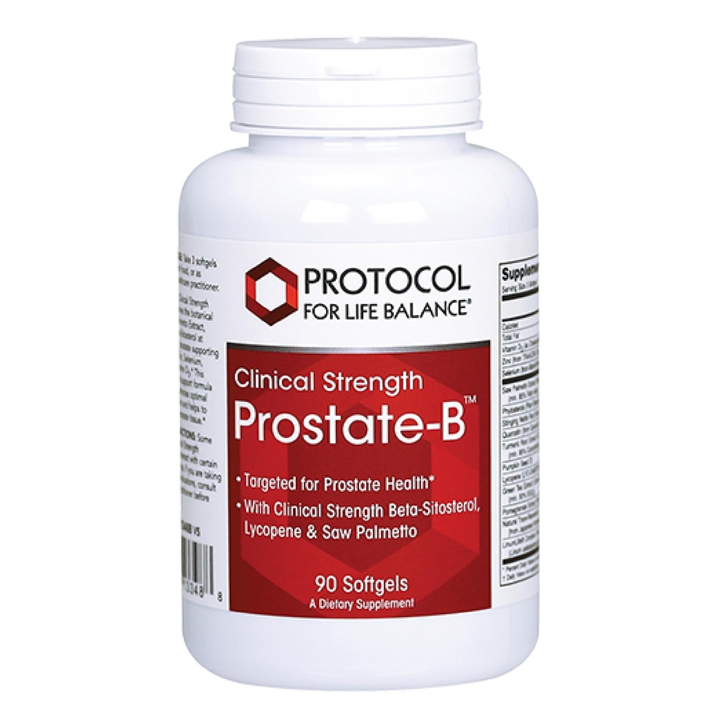 PROTOCOLE POUR LA BALANCE VIE Prostate-B Clinical Strength - Prostate Health Supplément for Men - avec Beta Sitosterol, Lycopène et Saw Palmetto - Halal & Dairy Free - 90 Softgels
