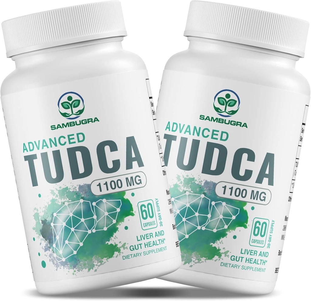 Suppléments TUDCA 1100mg, Supplément de foie TUDCA testé 3ème partie pour le nettoyage et la réparation du foie, support du foie à la bile ultra-résistance, 120 capsules (paquet de 2)