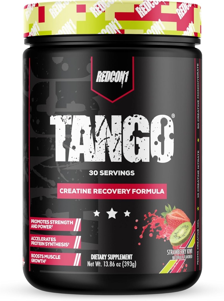 REDCON1 Tango poudre de créatine, fraise Kiwi - sans sucre + supplément de créatine amicale Keto - Betaine Anhydre pour l'endurance musculaire et la force (30 portions)