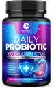 Probiotiques 60 milliards CFU - 10 souches + enzymes digestives et prébiotiques - Meilleur probiotique pour les femmes et les hommes, soutient l'immuno-santé, la constipation occasionnelle, la diarrhée, le gaz et le ballonnement - 120 capsules
