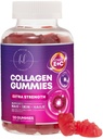 Collagène Peptides Gommies avec 2500 mcg Biotine - Supplément de protéines hydrolysées de type I et III multi collagène avec vitamine C et zinc - Support pour cheveux, peau, ongles, goût de grenade - 120 Gommies