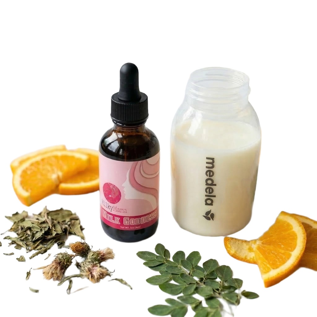 Milky Mama Milk Goddess Lactation Supplement Drops – Herbal Lactation Support for Breastfeeding Moms – Liquid Lactation Supplement with Moringa & Blessed Thistle – 2 oz Bottle