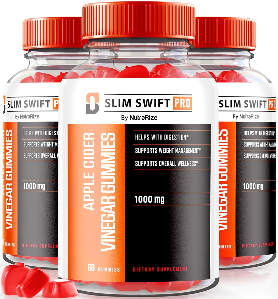 (3 Pack) SlimSwift Pro ACV Gummies, Maximum Strength Keto ACV Weight Loss Gummies, All Natural Apple Cider Vinegar 1000MG, ACV Keto Formula with Added B-Vitamins, Keto + ACV Reviews (180 Gummies)