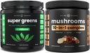 NutraChamps Super Greens Unflavored & Super Champignons: Ultimate Cerveau, Gut & Body Boost