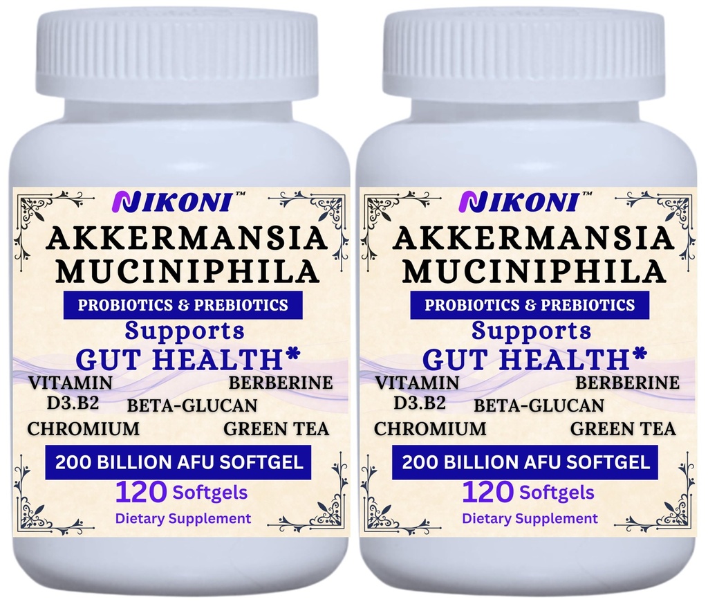 Nikoni Akkermansia Muciniphila GLP-1 Probiotic Supplement for Women & Men, Gut Health (240 Softgels)