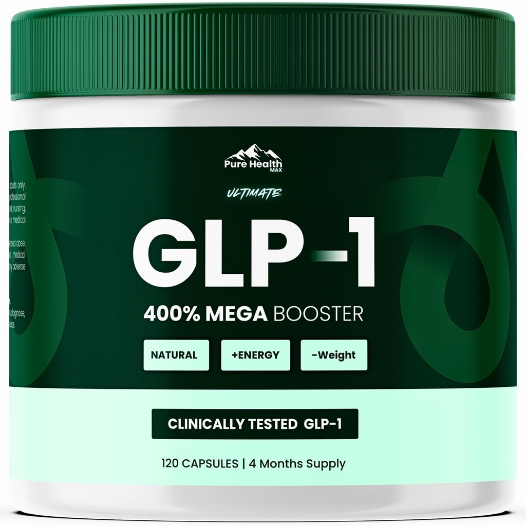 PURE HEALTH MAX Ultimate GLP-1 Supplement for Men and Women, Akkermansia Probiotic - Natural GLP1 Supplements | 120 Tablets, 4 Months Supply