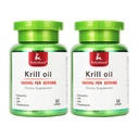 2 bouteilles d'huile de krill antarctique 1000 mg avec Omega-3s EPA, DHA, Astaxanthin et Phospholipides 60 Softgels Supplément Aucun arrière-goût de poisson pour l'articulation, le cœur, le cerveau et l'immunité - 120 Softgels