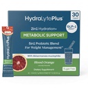 Hydralyte Plus Metabolic Support - GLP-1 Weight Loss Management and Gut Health - 5in1 Probiotic Blend - Akkermansia Muciniphila + Prebiotic Fiber + Electrolytes - Sugar Free (30 Packets)