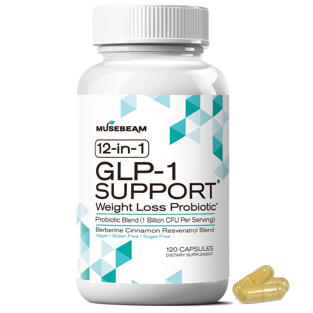 musebeam Probiotic Weight Loss Support Supplement - Natural GLP1 Support Appetite Suppressant Metabolism Booster with Berberine for Women Men - GLP1 Support Helps Control Hunger Cravings & Fat Burn