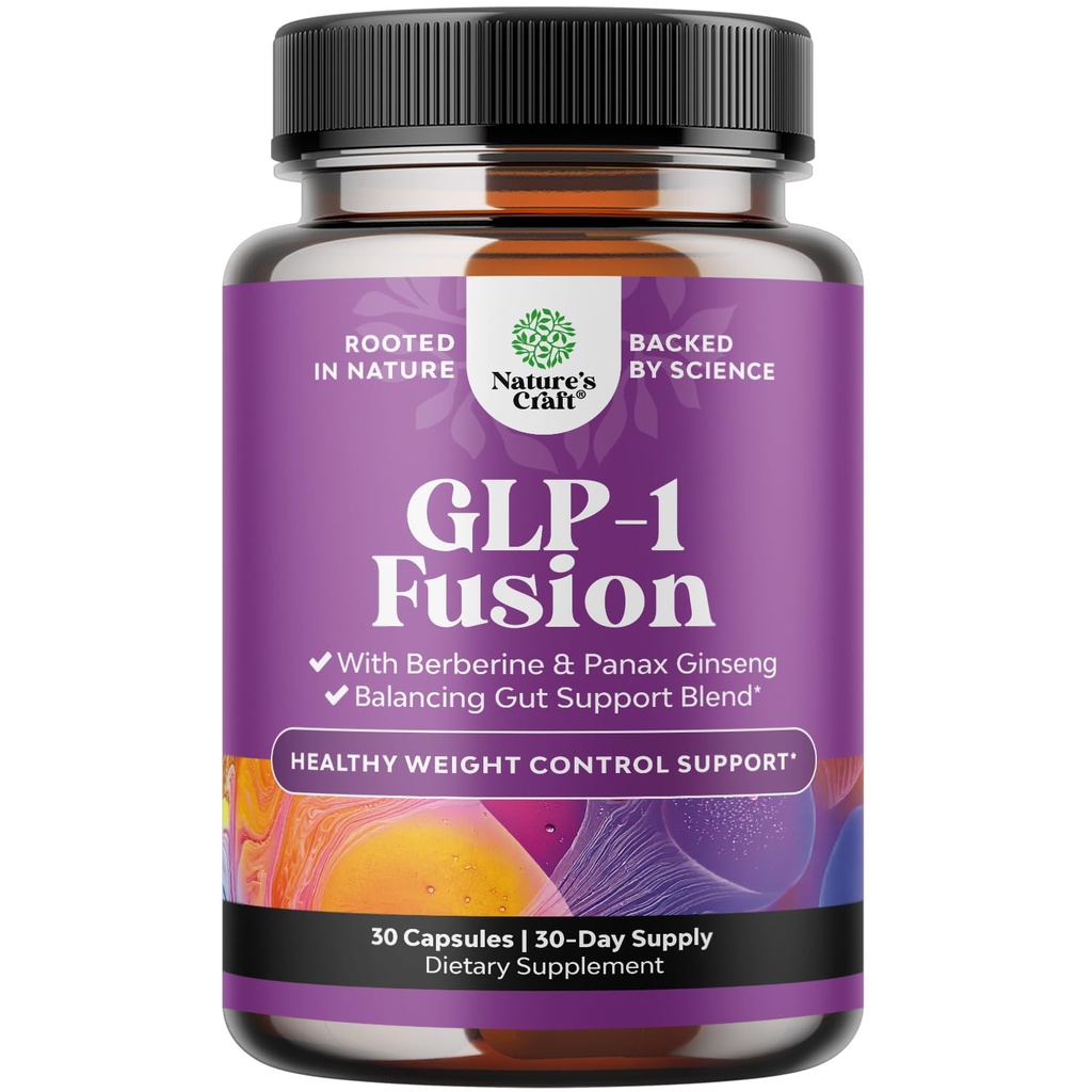 GLP-1 Berberine Supplement - One a Day Healthy Gut Berberine Complex with Panax Ginseng Turmeric Curcumin & Cayenne Pepper for Metabolic Balance - Gluten Free Vegan and Non-GMO - 30 Count