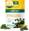 Comprimés de spiruline au soleil - Comprimés de spiruline biologique USDA Premium 500 Comte - Spirulines naturelles Burst organique pour le soutien immunitaire Croissance musculaire, Boost énergétique avec/Chlorophylle - Protéines élevées, non OGM