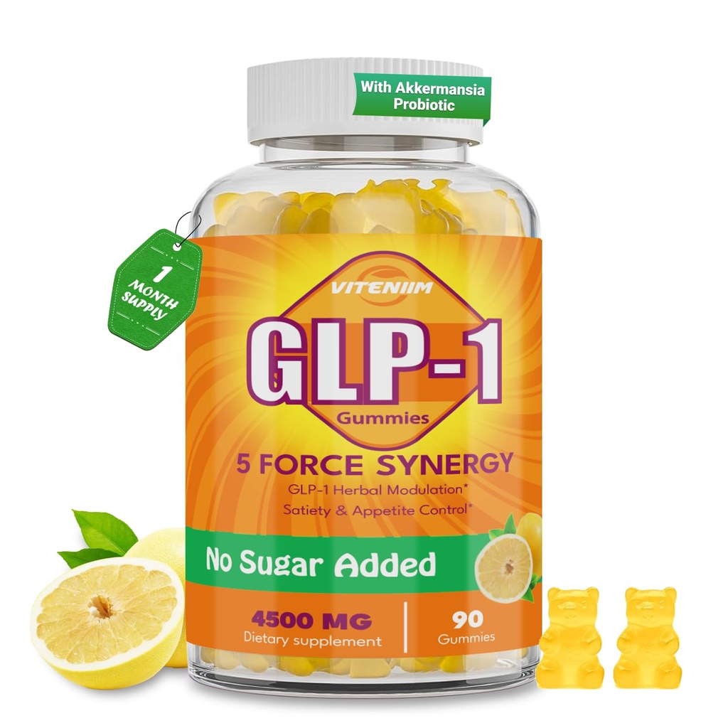 GLP-1 Probiotic Gummies – GLP-1 Supplement for Women & Men | with Berberine, Akkermansia, Magnesium & Turmeric | Zero-Sugar, Vegan Gut & Metabolic Wellness Supplement – 90 Count