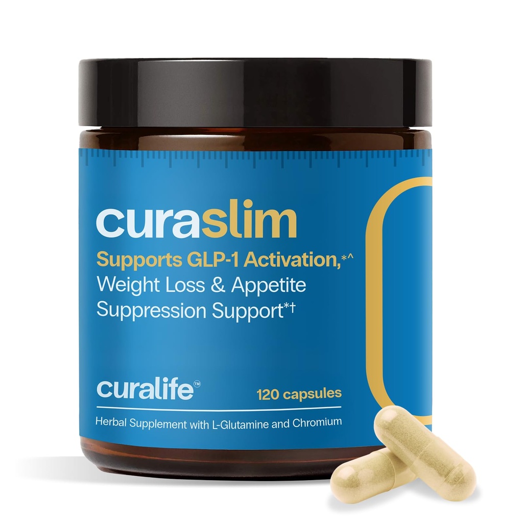Curaslim GLP-1 Weight Loss Support: Natural GLP-1 Pathway Activation - Appetite Suppressant, Energy & Metabolism Booster - 10-in-1 Expert-Formulated, Berberine, 5HTP, Chromium, Saffron, 60 Servings