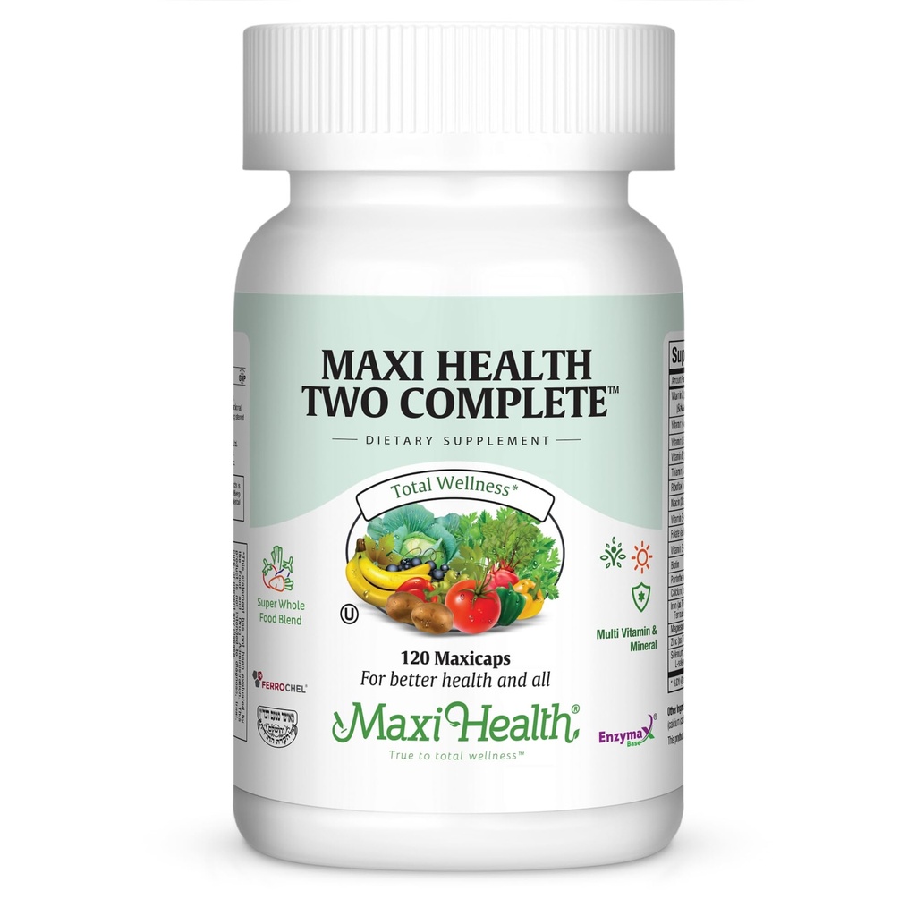Maxi Health Two Complete - Multivitamines et minéraux - Pleine puissance - 120 Capsules - Kosher