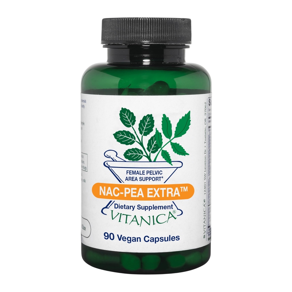 Vitanica NAC-Pea Extra - Pelvic Health Supplement with Pine Bark Extract & Green Tea - Antioxidant-Rich Supplement with Quercetin & Curcumin - Vegan - 91 Capsules