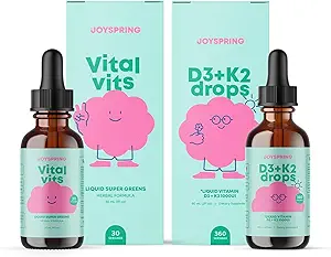 JoySpring gouttes de vitamine D pour les tout-petits pour soutenir la croissance et la multivitamine quotidienne avec la racine de lard et la mûre pour les enfants Immune Booster