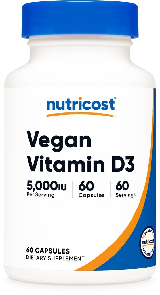 Nutricost Vegan Vitamin D3 (5,000 IU) 60 Capsules - Vegan Vitamin D Supplement, GMO-Free, Gluten-Free